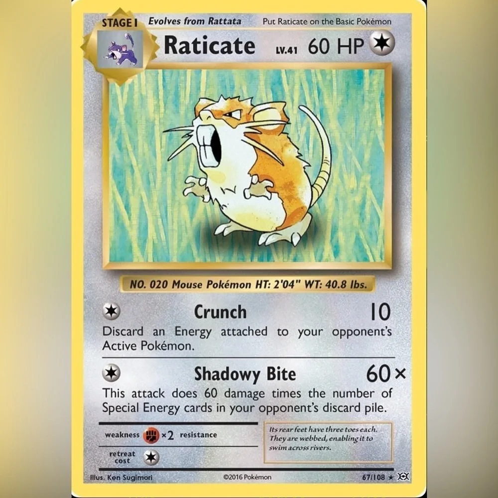 Vintage Pokemon Raticate Card - Evolutions